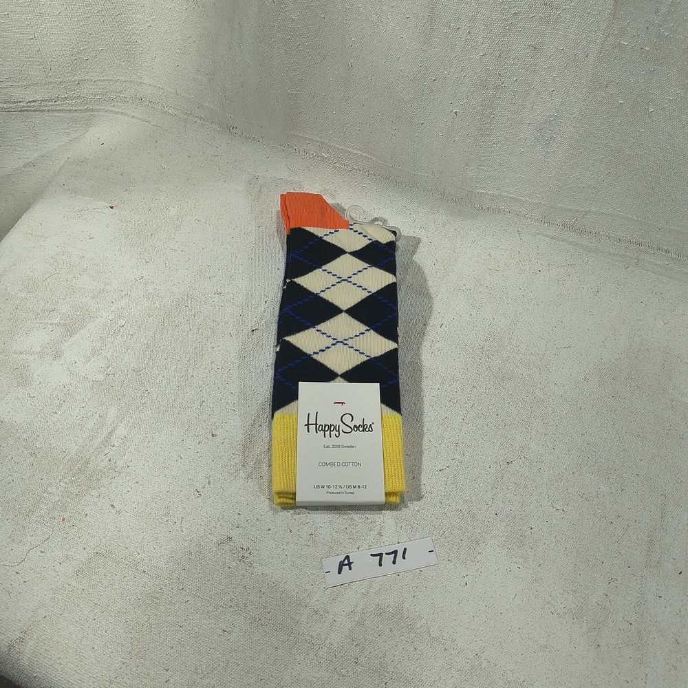 Happy Socks Men's Argyle Socks - Navy, Yellow, Orange